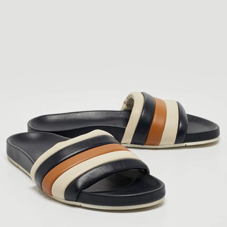 Pre Owned Fendi Multicolor Quilted Leather Flat Slides Size 42
