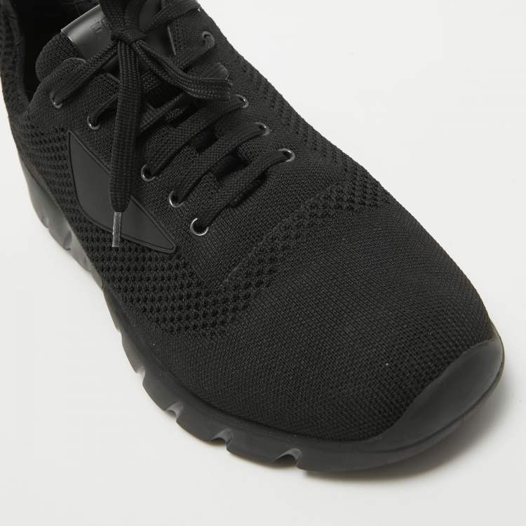 Pre Owned Fendi Black Mesh Lace Up Sneakers Size 43