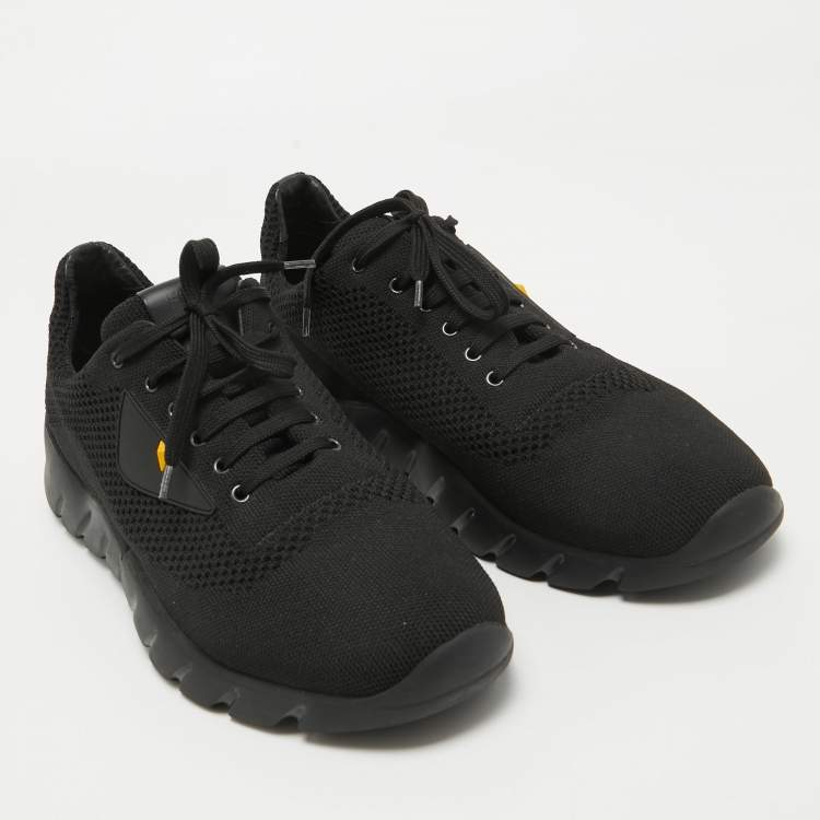 Pre Owned Fendi Black Mesh Lace Up Sneakers Size 43