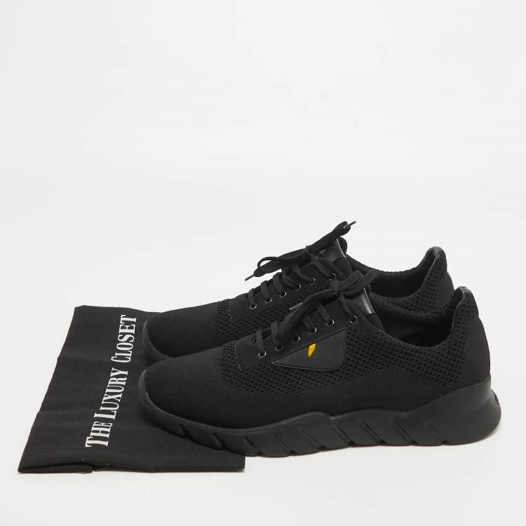 Pre Owned Fendi Black Mesh Lace Up Sneakers Size 43