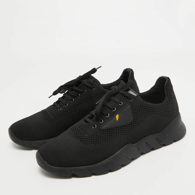 Pre Owned Fendi Black Mesh Lace Up Sneakers Size 43