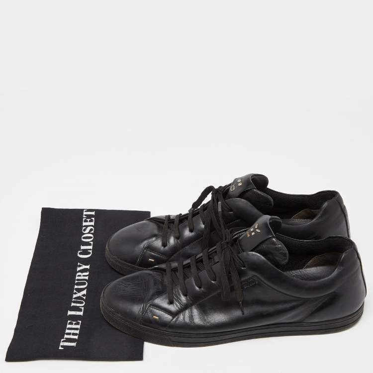 Pre Owned Fendi Black Leather Lace Up Sneakers Size 43