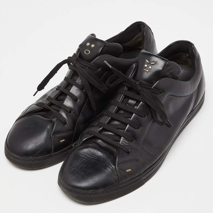 Pre Owned Fendi Black Leather Lace Up Sneakers Size 43