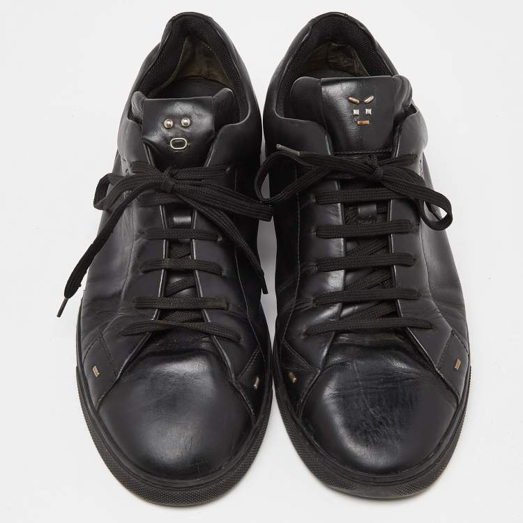 Pre Owned Fendi Black Leather Lace Up Sneakers Size 43
