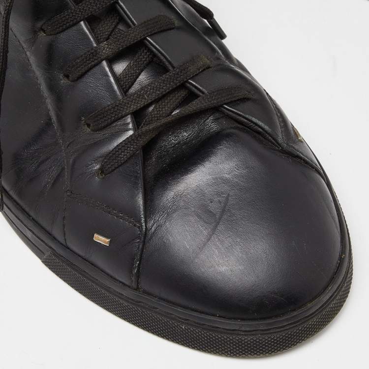 Pre Owned Fendi Black Leather Lace Up Sneakers Size 43