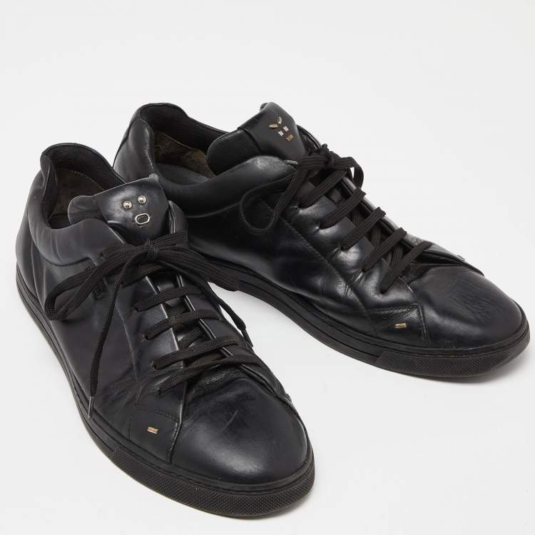 Pre Owned Fendi Black Leather Lace Up Sneakers Size 43
