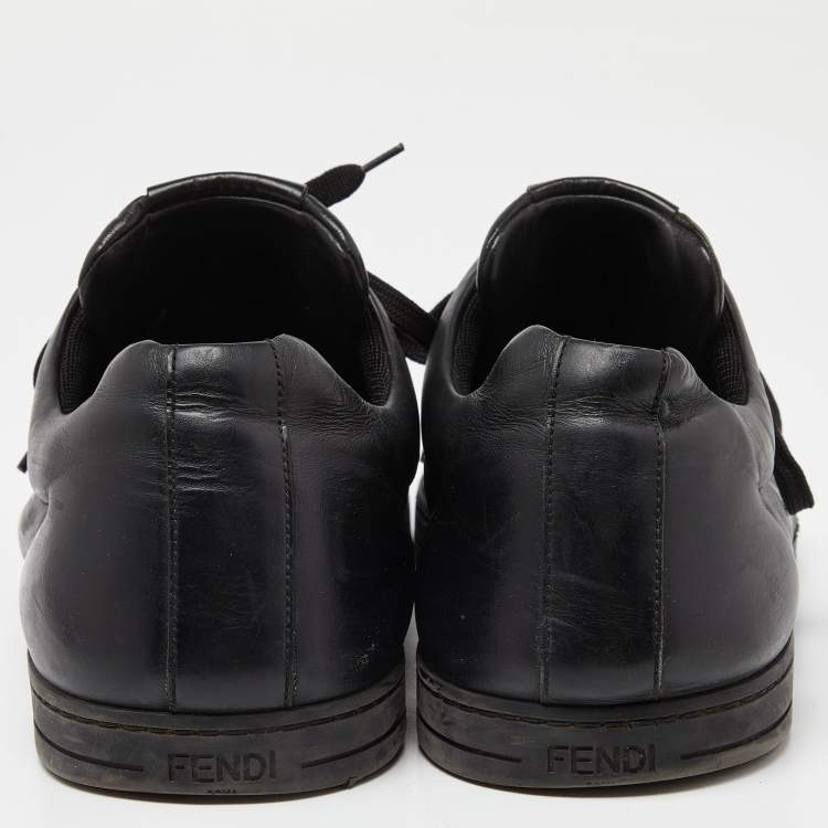 Pre Owned Fendi Black Leather Lace Up Sneakers Size 43