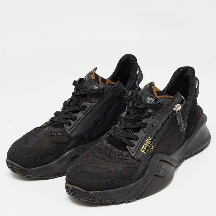 Pre Owned Fendi Black Nylon and Fabric Low Top Sneakers Size 43
