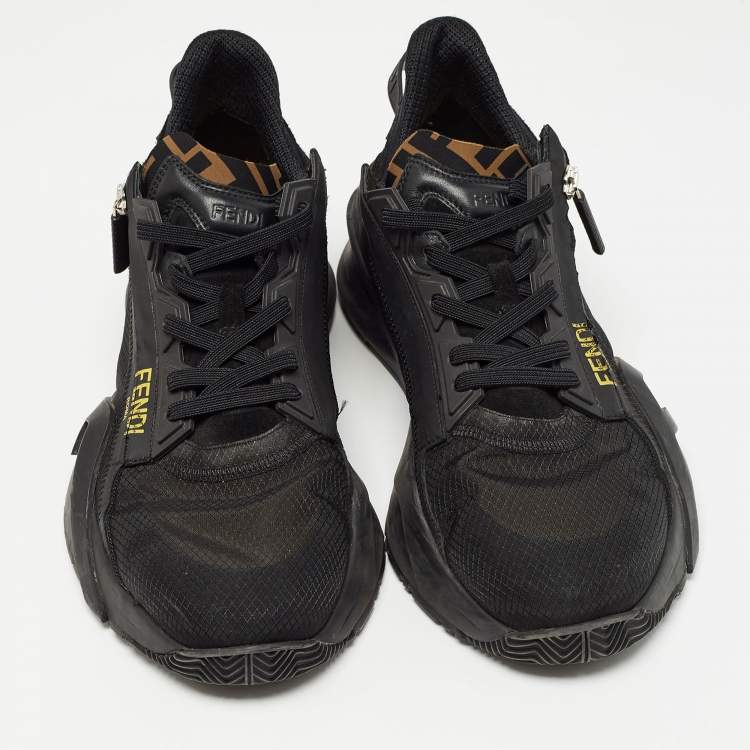 Pre Owned Fendi Black Nylon and Fabric Low Top Sneakers Size 43