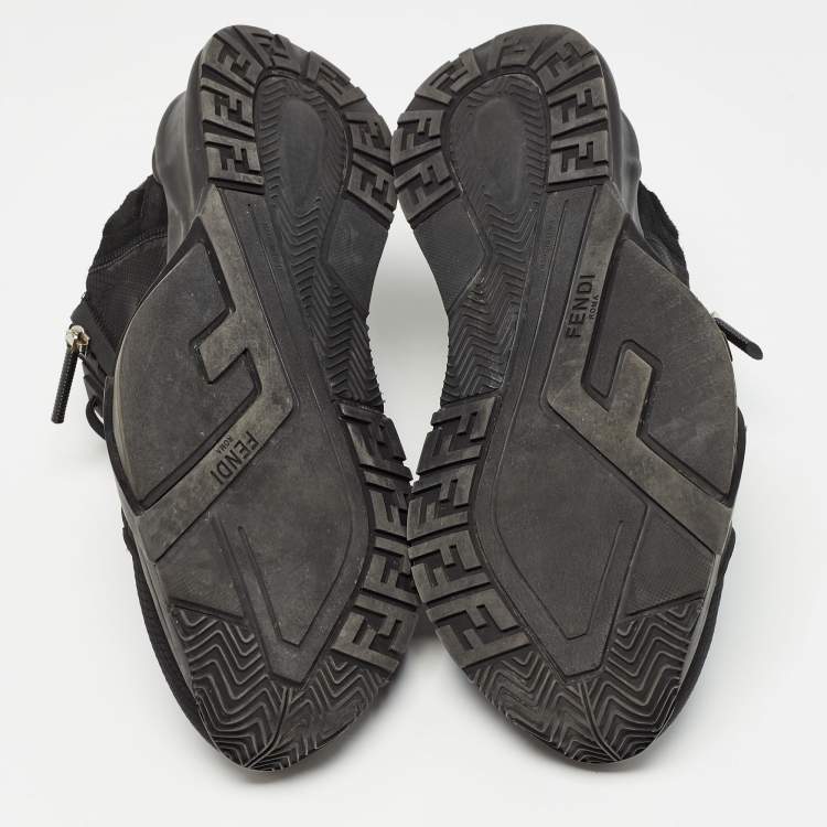 Pre Owned Fendi Black Nylon and Fabric Low Top Sneakers Size 43