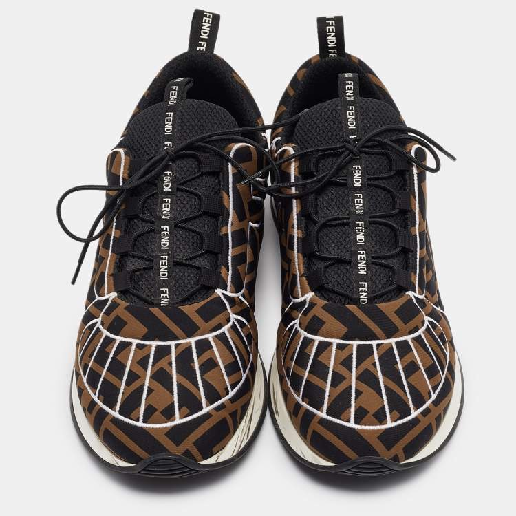 Pre Owned Fendi Brown/Black Zucca Fabric FFreedom Sneakers Size 41