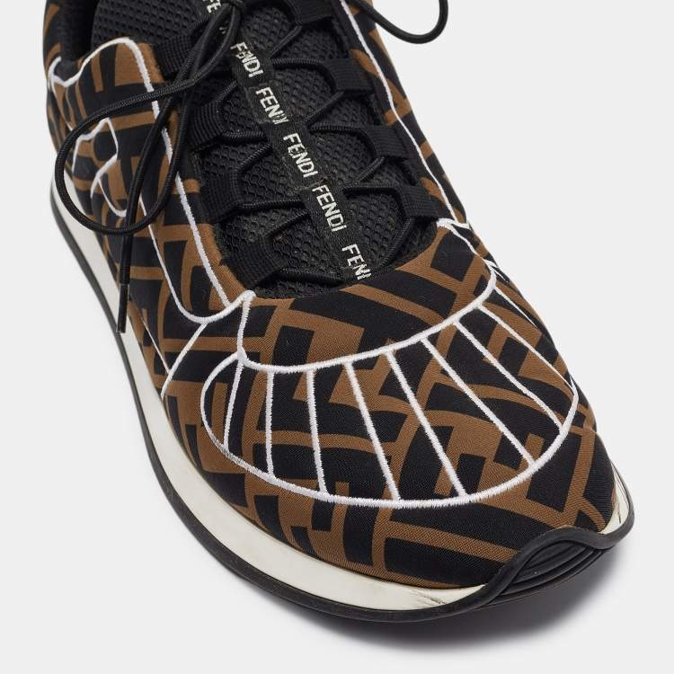 Pre Owned Fendi Brown/Black Zucca Fabric FFreedom Sneakers Size 41