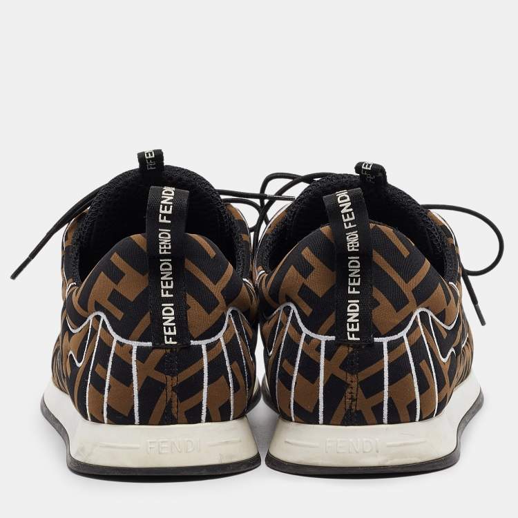 Pre Owned Fendi Brown/Black Zucca Fabric FFreedom Sneakers Size 41