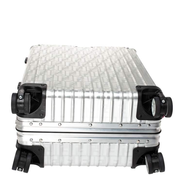 Pre Owned Fendi x Rimowa Zucca FF Logo Aluminum Rolling Suitcase