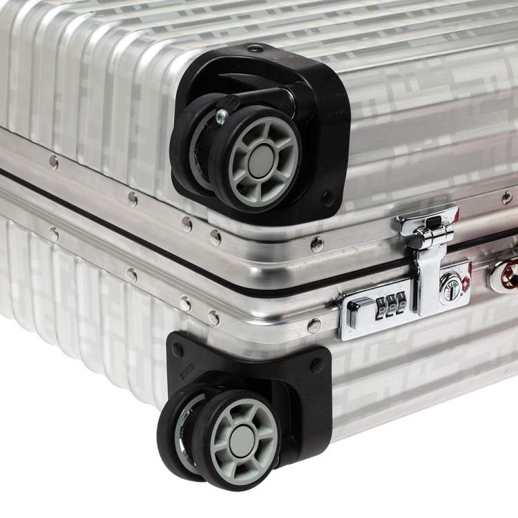 Pre Owned Fendi x Rimowa Zucca FF Logo Aluminum Rolling Suitcase