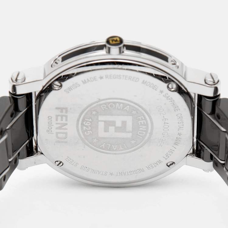 Pre Owned Fendi Black Ceramic Stainless Steel Orologi 6400G Women's Wristwatch 38 mm