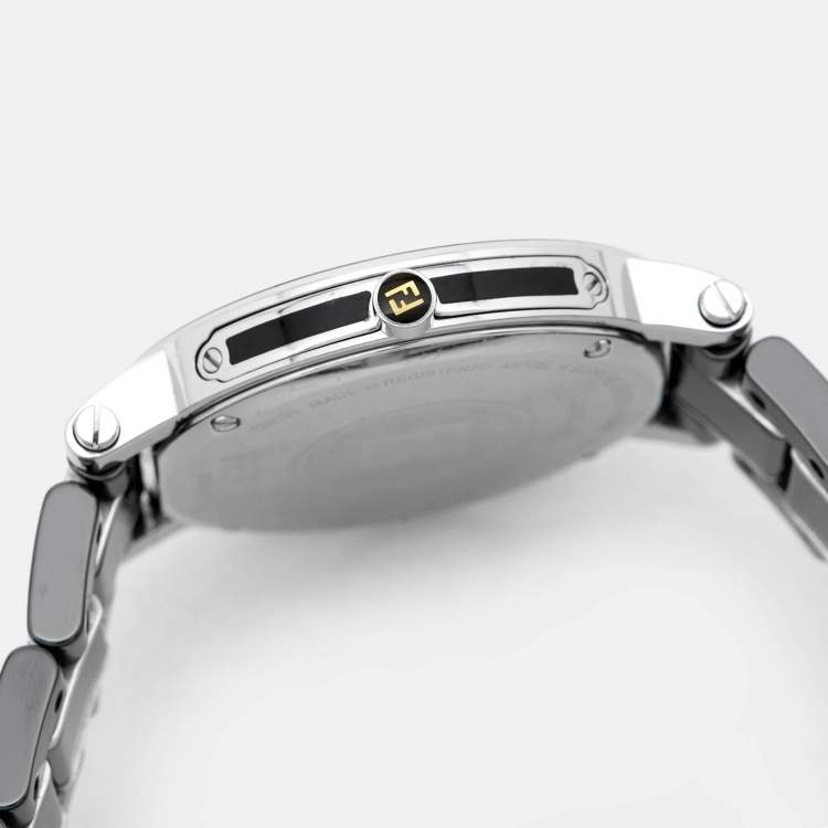 Pre Owned Fendi Black Ceramic Stainless Steel Orologi 6400G Women's Wristwatch 38 mm