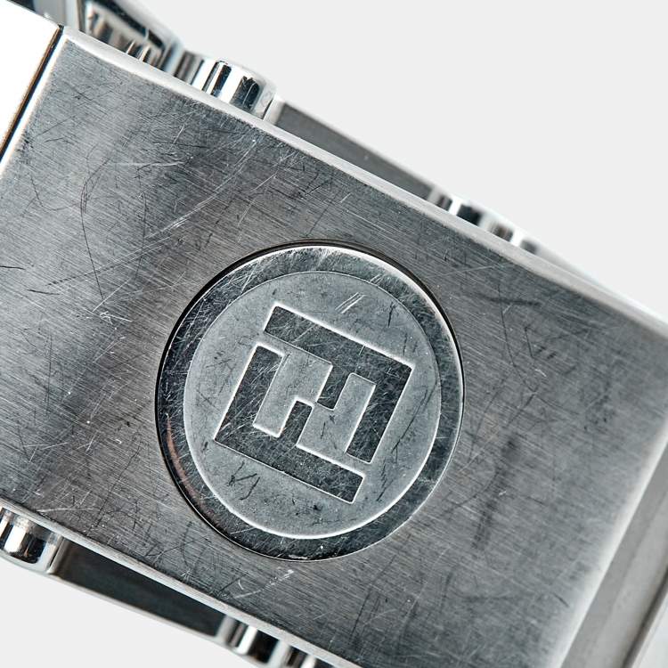 Pre Owned Fendi Silver Dial Two-tone Stainless Steel Rubber 4800G Chronograph Men's Wristwatch 43 mm