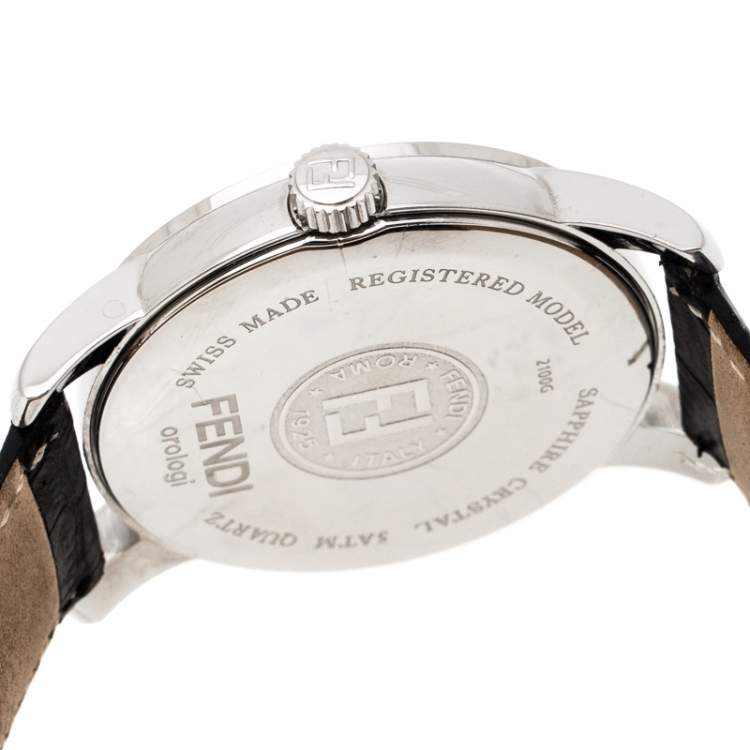 Pre Owned Fendi White Stainless Steel Orologi 2100G Men's Wristwatch 36 mm