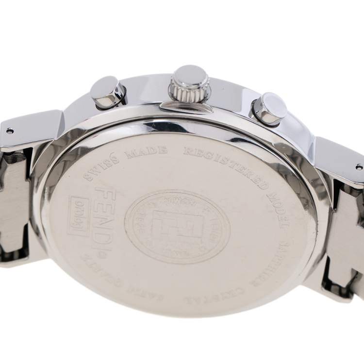 Pre Owned Fendi Black Stainless Steel Orologi 4500G Chronograph Men's Wristwatch 39 mm
