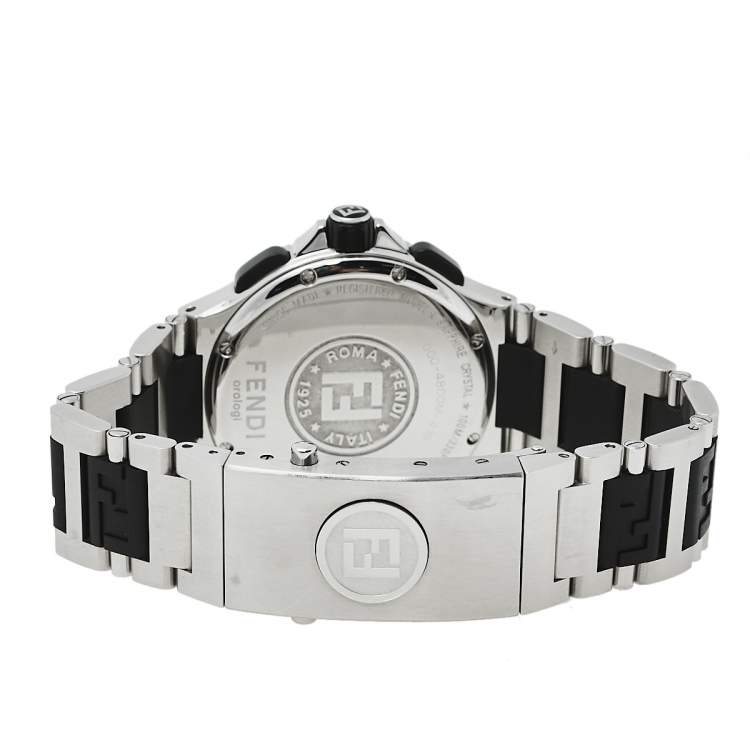 Pre Owned Fendi Silver Stainless Steel Chronograph 4800M Men's Wristwatch 38 mm