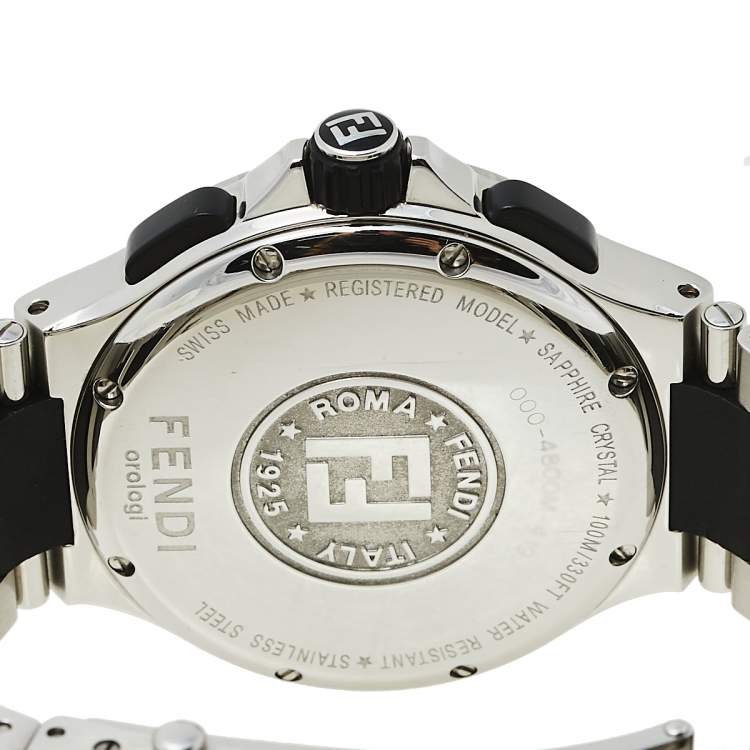 Pre Owned Fendi Silver Stainless Steel Chronograph 4800M Men's Wristwatch 38 mm