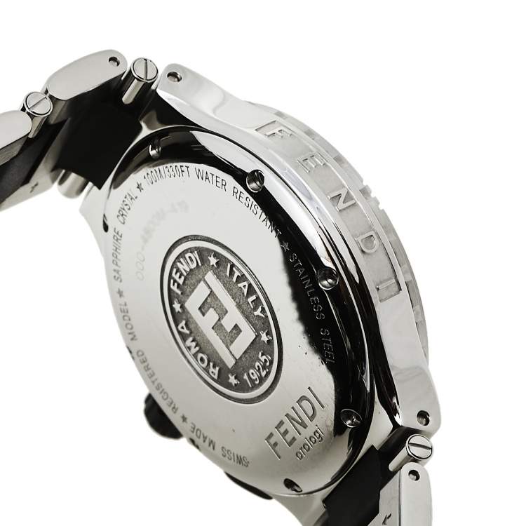 Pre Owned Fendi Silver Stainless Steel Chronograph 4800M Men's Wristwatch 38 mm
