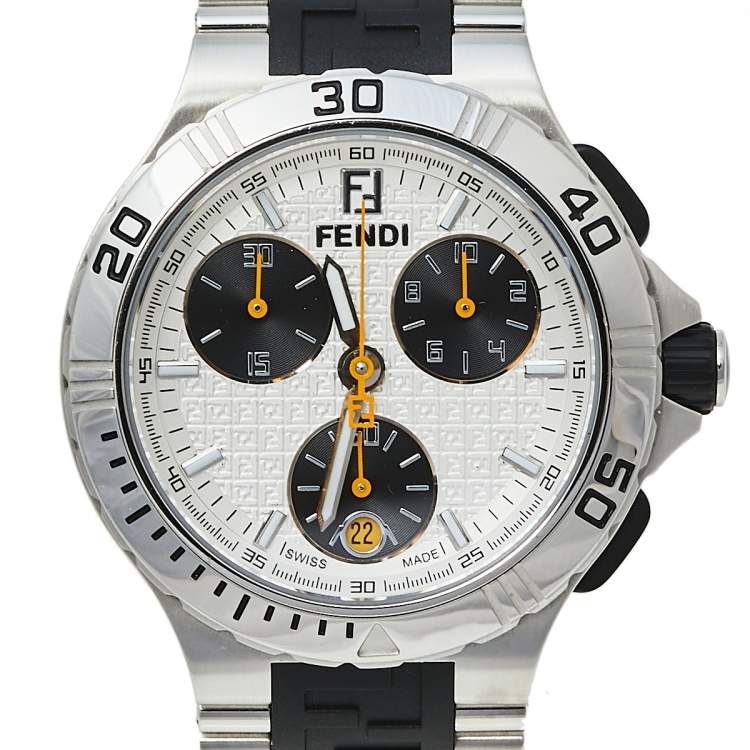 Pre Owned Fendi Silver Stainless Steel Chronograph 4800M Men's Wristwatch 38 mm