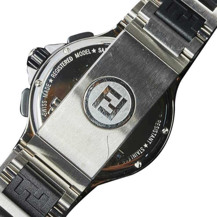 Pre Owned Fendi Silver Stainless Steel Chronograph 4800M Men's Wristwatch 38 mm