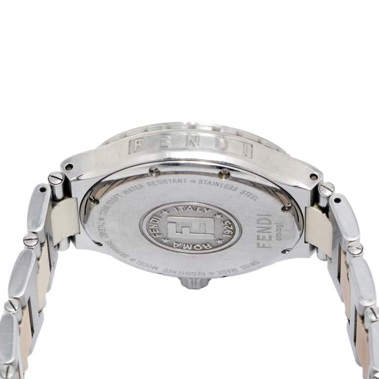 Pre Owned Fendi White Stainless Steel Chronograph 4800M Men's Wristwatch 38 mm