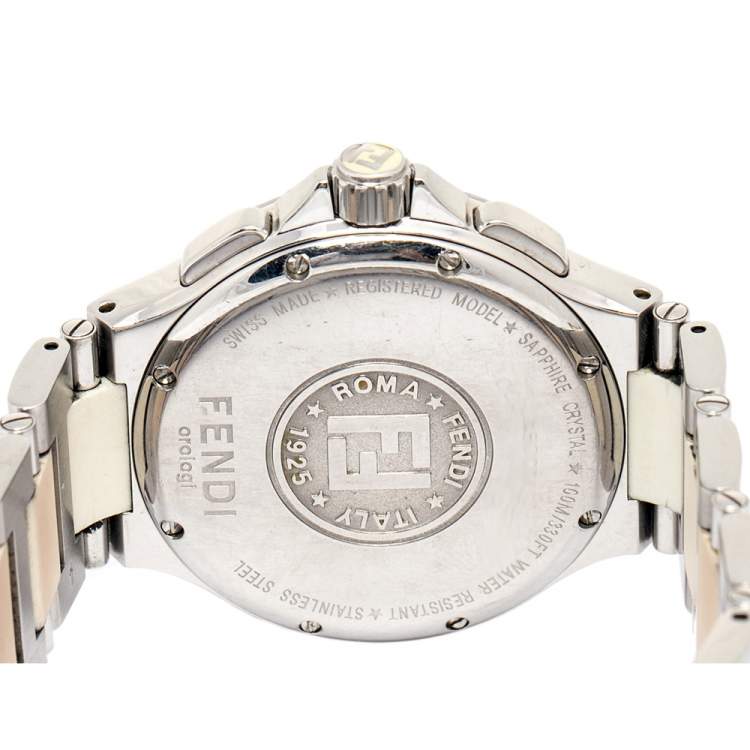 Pre Owned Fendi White Stainless Steel Chronograph 4800M Men's Wristwatch 38 mm