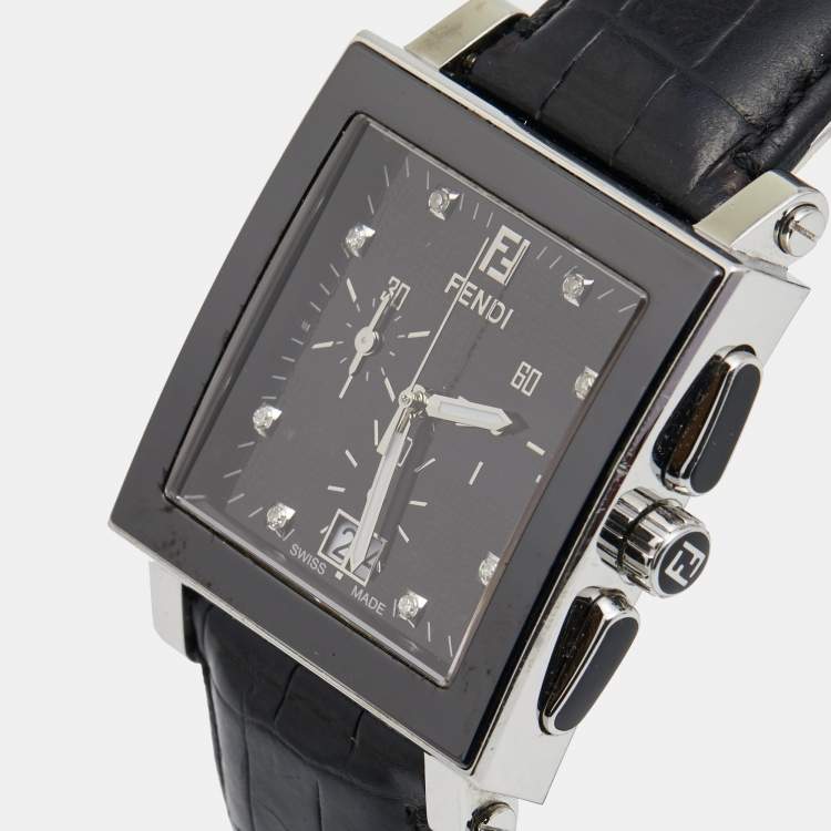 Fendi Men's O'lock Stainless Steel & Jacquard Strap Watch/42mm In Nero  Grigio