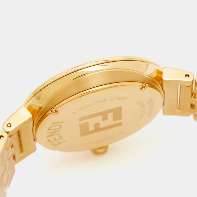 Pre Owned Fendi Champagne Gold Plated Stainless Steel Forever F105061101 Men's Wristwatch 39 mm 