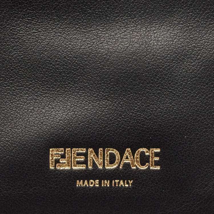 Pre Owned Fendi x Versace Black/Gold Leather Fendace Lanyard Card Holder