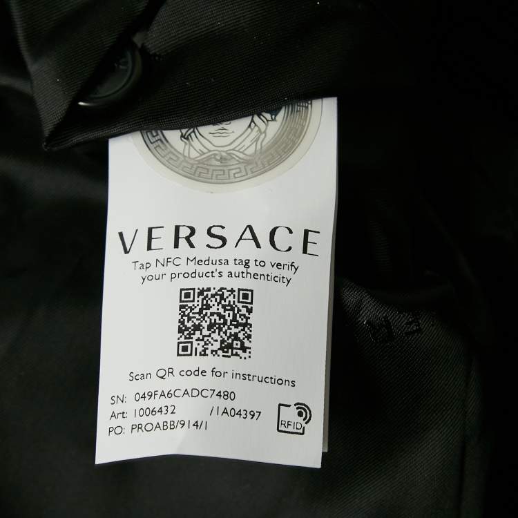 Pre Owned Fendi X Versace Brown Embellished Zucca FF Logo Jacquard Trucker Jacket L