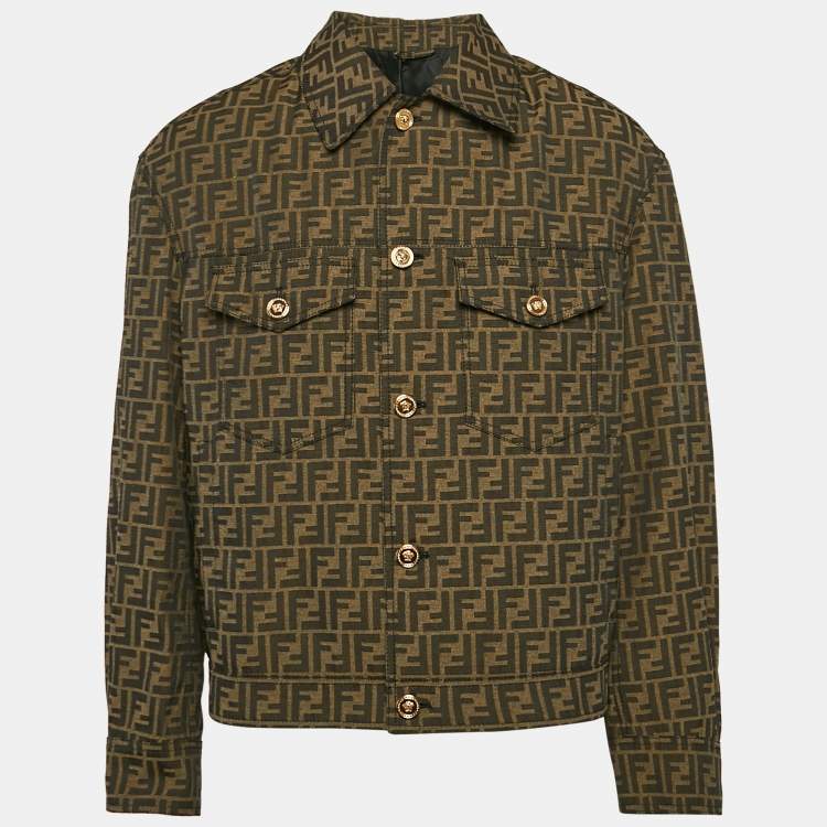 Fendi X Versace Brown Embellished Zucca FF Logo Jacquard
