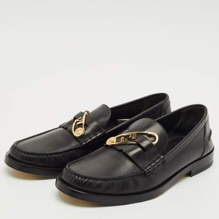 Pre Owned Fendi x Versace Black Leather Fendace Loafers Size 44