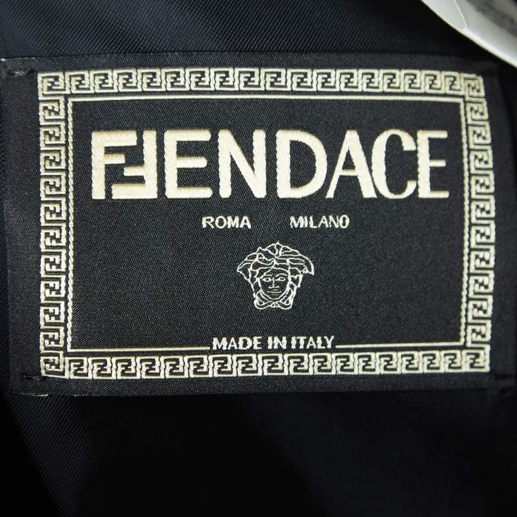 Pre Owned Fendace Black Wool Cut-Out Safety Pin Detail Blazer L