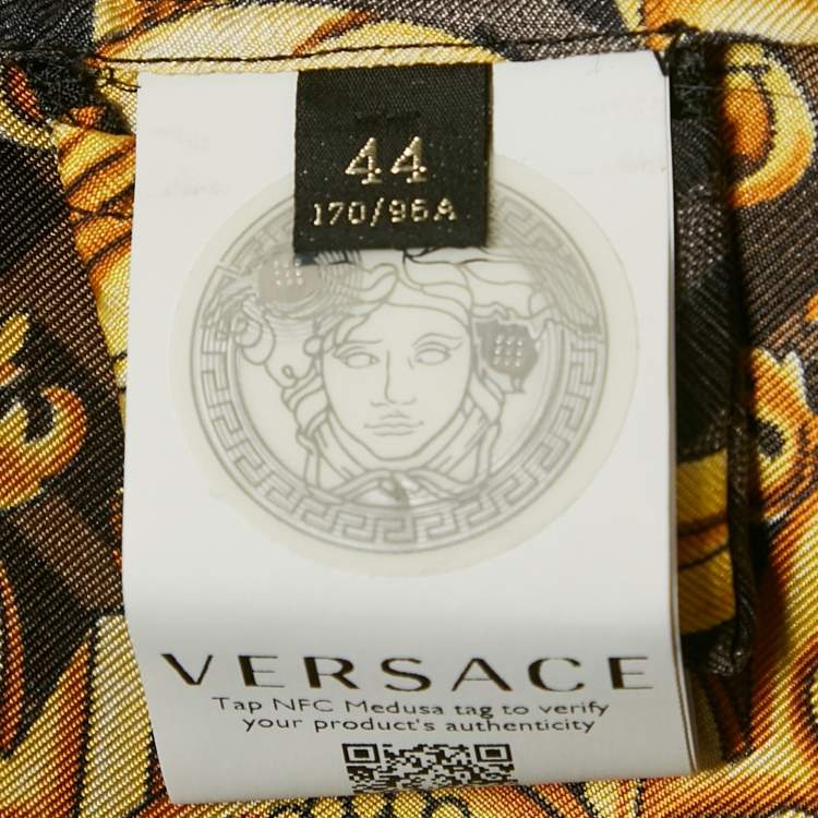 Pre Owned Fendace Black/Yellow FF Barocco Print Silk Shirt S