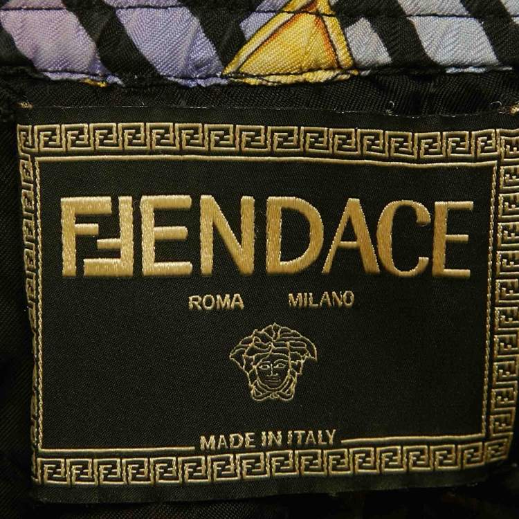 Pre Owned Fendace  Multicolor Monogram Baroque Print Silk Shorts S 