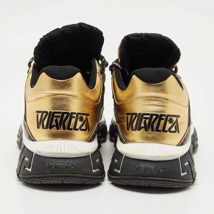 Pre Owned Fendi x Versace Multicolor Leather and Canvas Trigreca Sneakers Size 44