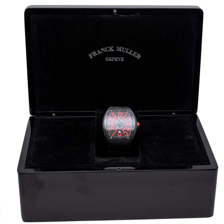 Pre Owned Franck Muller Black Vanguard  Stainless Steel Automatic Men's Wristwatch 44 MM