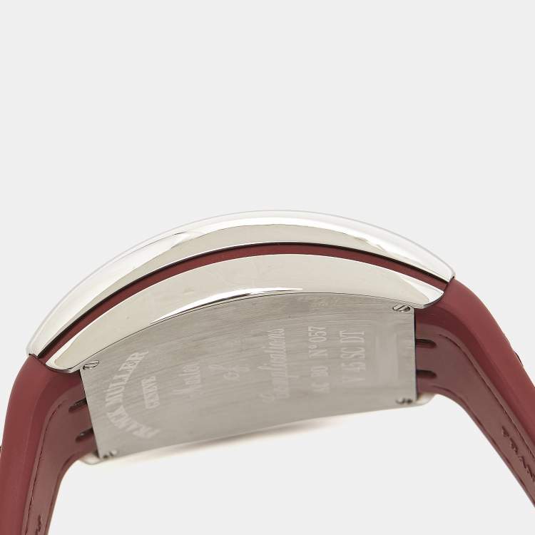 Pre Owned Franck Muller Burgundy Stainless Steel Rubber Alligator Leather Vanguard Yachting V 45 SC DT AC BO Men's Wristwatch 45 mm