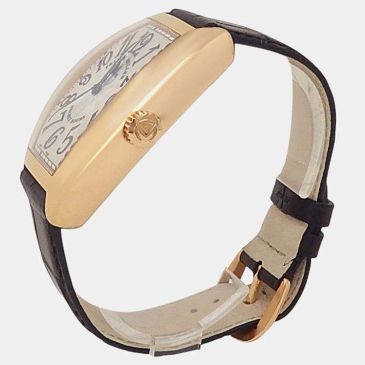 Pre Owned Franck Muller Cintree Curvex 7880 SE H I Automatic Silver 18k Rose Gold Men's Wristwatch 36 mm