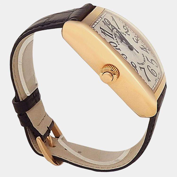 Pre Owned Franck Muller Cintree Curvex 7880 SE H I Automatic Silver 18k Rose Gold Men's Wristwatch 36 mm