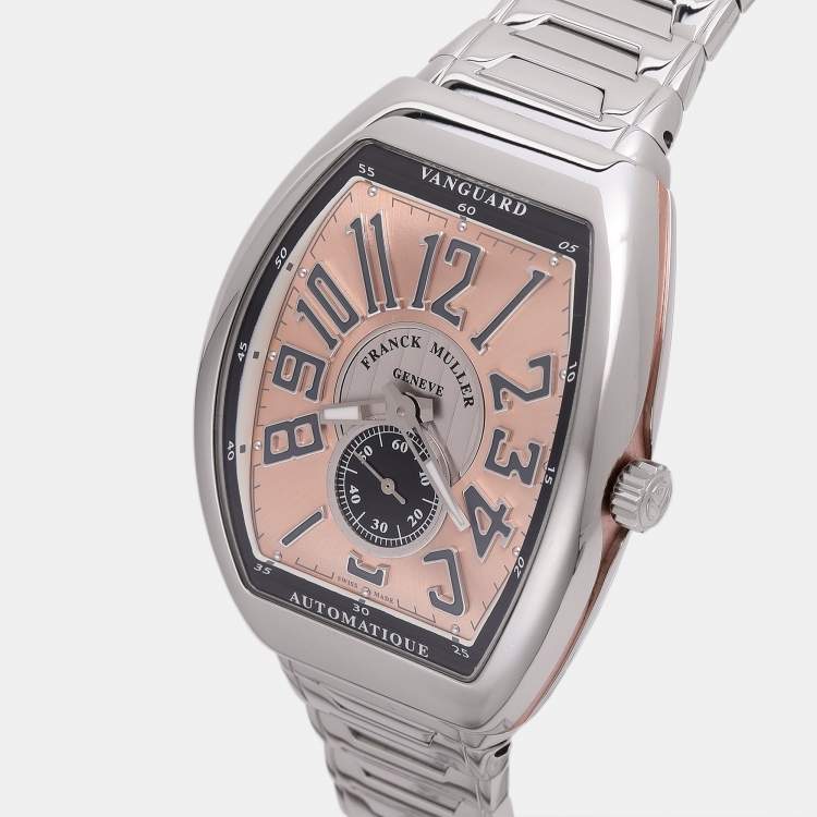 Pre Owned Franck Muller Salmon Stainless Steel Vanguard Slim Vintage V 41 S S6 AT FO Automatic Watch 40MM