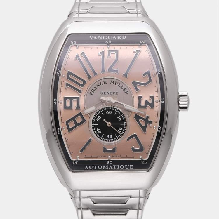 Pre Owned Franck Muller Salmon Stainless Steel Vanguard Slim Vintage V 41 S S6 AT FO Automatic Watch 40MM