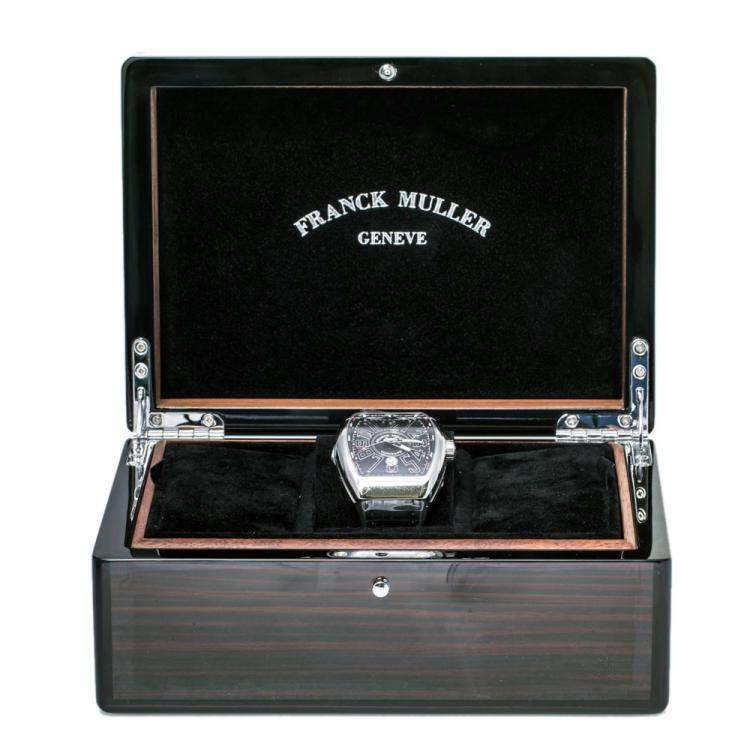 Pre Owned Franck Muller Black Stainless Steel Vanguard V 45 SC DT AC NR Men's Wristwatch 44 mm