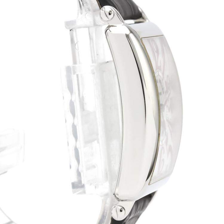 Pre Owned Franck Muller Silver Stainless Steel Long Island Japan LTD Edition 952 QZ JA Men's Wristwatch 26 MM