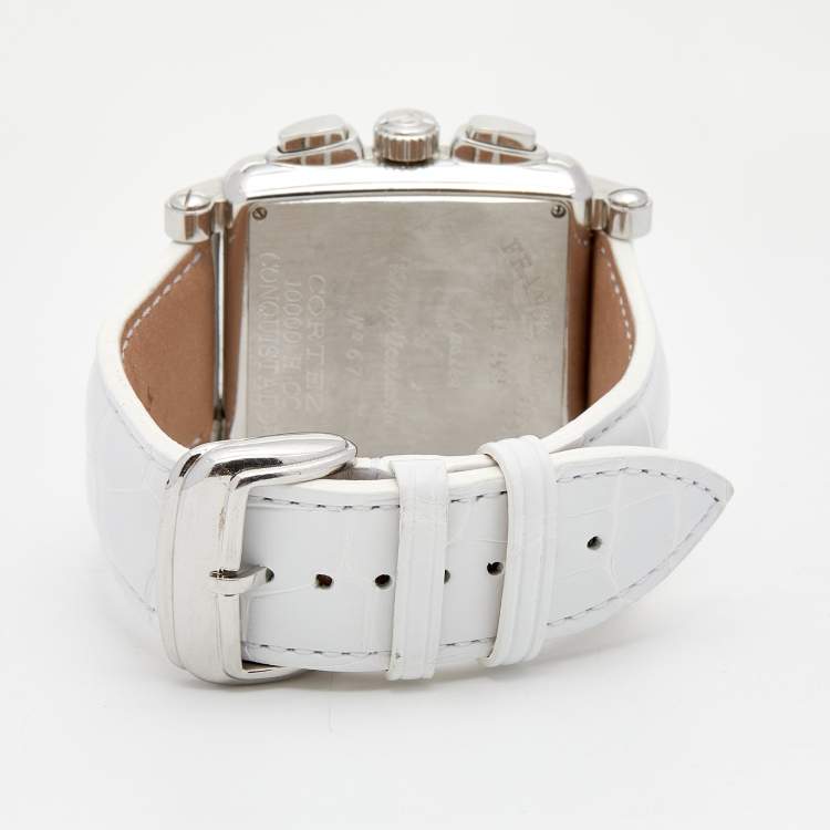 Pre Owned Frank Muller Silver Stainless Steel Alligator Cortez Conquistador 10000HCC Men's Wristwatch 40 mm